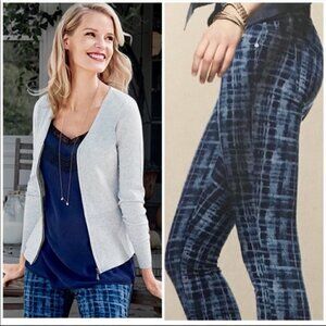 Cabi Skinny Jeans Blue Grey Grid Tie Dye Stretch Slim Fit Pants Size 2